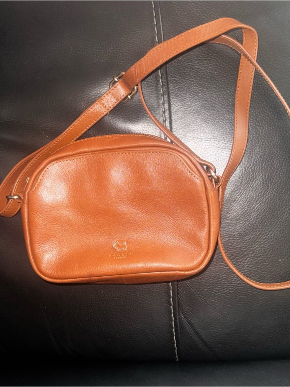 RADLEY LONDON Tan Leather Crossbody Bag - Gold Dog Logo - ICONIC